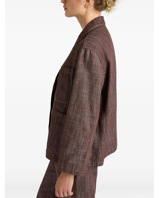 Momoní Brown Shins Single-Breasted Denim Jacket
