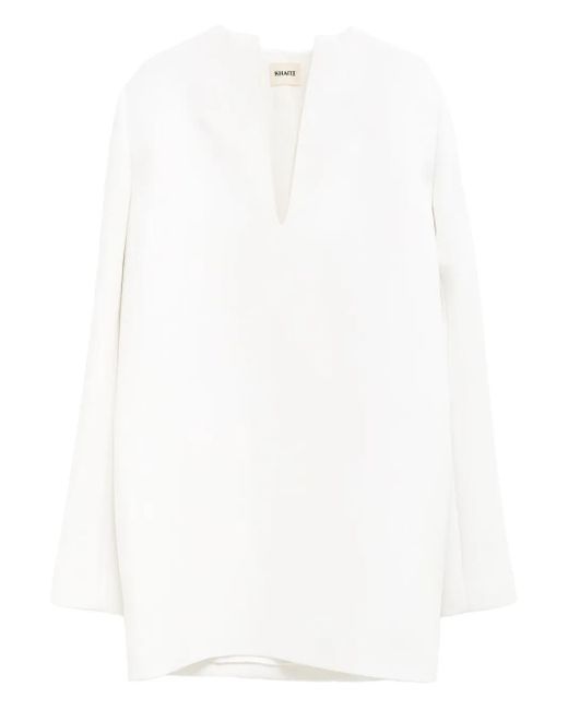 Khaite White V-Neck Dress