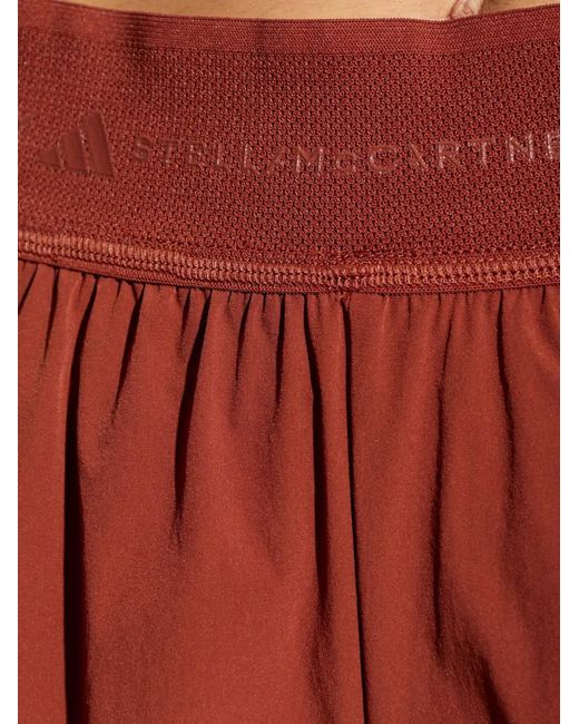 Adidas By Stella McCartney Red Logo-Waistband Training Shorts