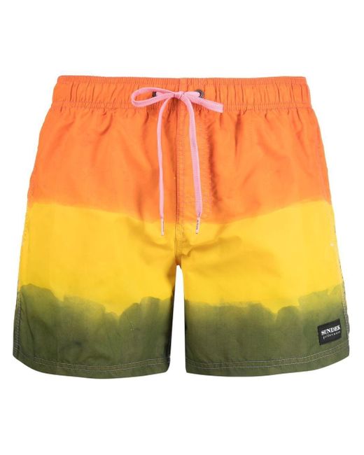 Sundek Orange Gradient-effect Design Swim Shorts for men