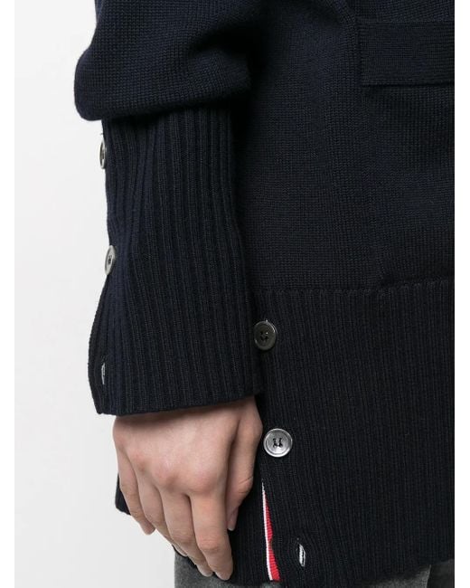 Thom Browne Blue Oversized 4-bar Stripe Cardigan