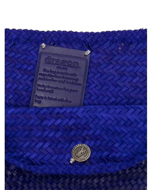 Bolso de hombro con tejido cuero Dragon Diffusion de color Blue
