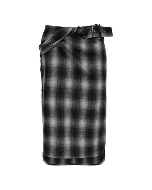 Falda Midi Nylane A Cuadros Con Cinturón IRO de color Black