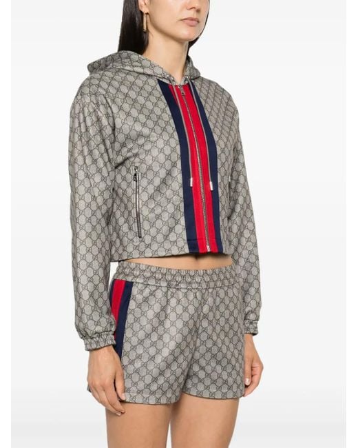 Gucci Brown Gg Technical Jersey Zip Jacket