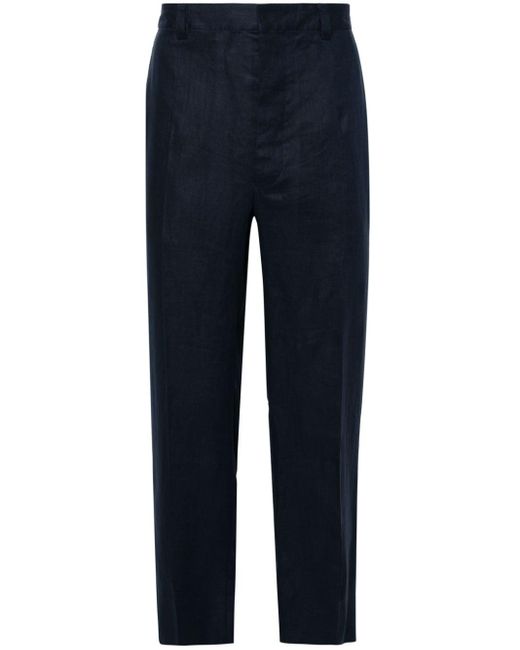 Prada Blue Tapered Linen Trousers for men