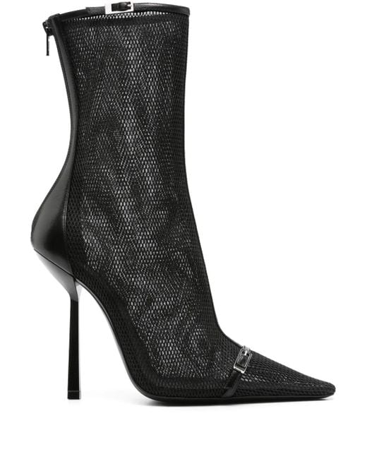 Saint Laurent Black Spitze Oxalis Mesh-Stiefel 115Mm