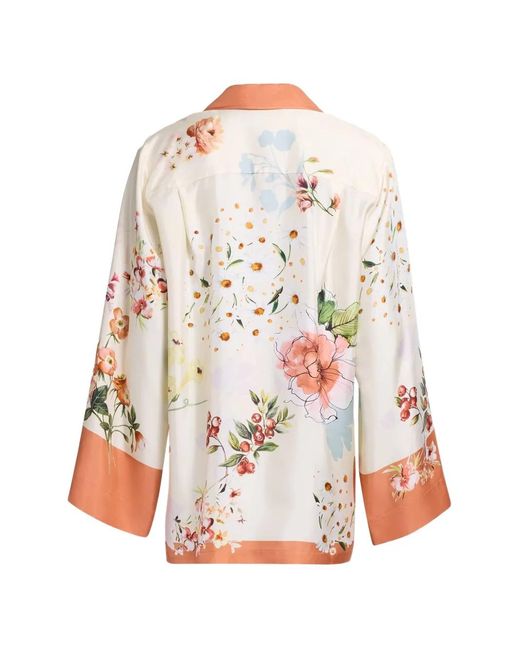 Elie Saab White Floral-Print Silk Shirt