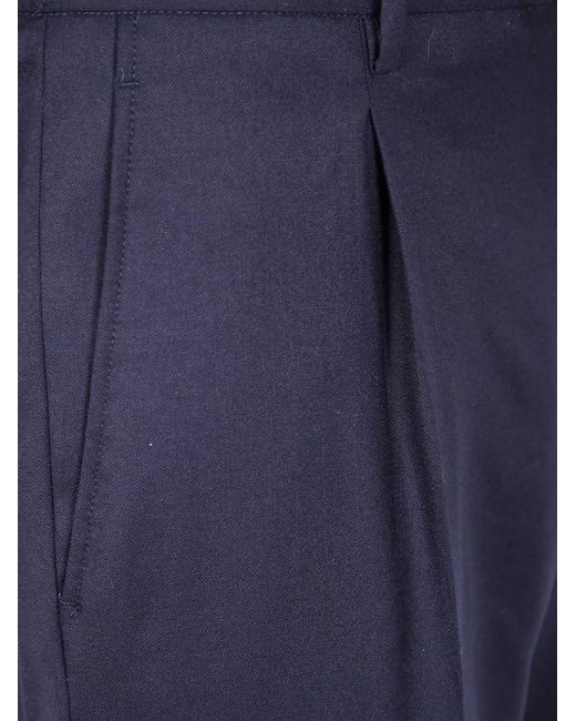 Barba Napoli Blue Roma Pleated Drawstring Trousers for men