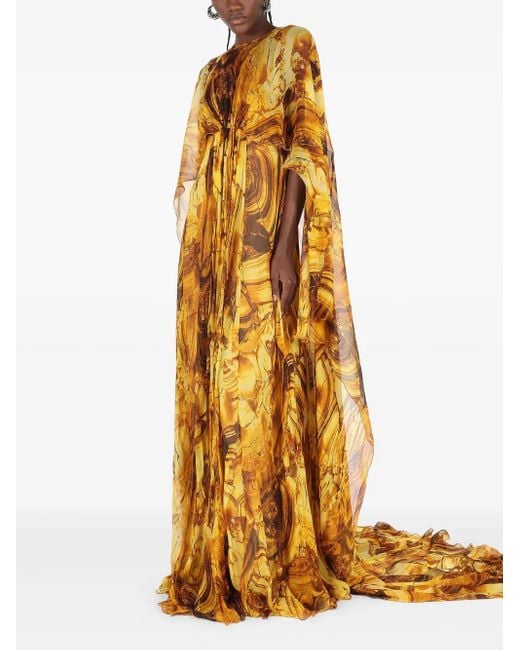 Roberto Cavalli Metallic Silk Maxi Dress