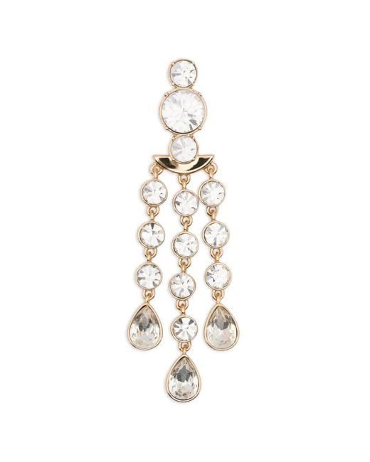 Self-Portrait White Crystal Tiered Droplet Earrings