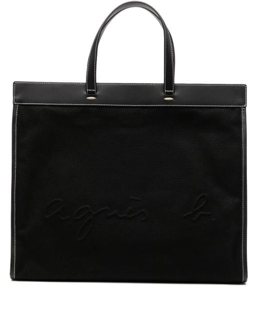 Agnes B. Black Canvas Tote Bag