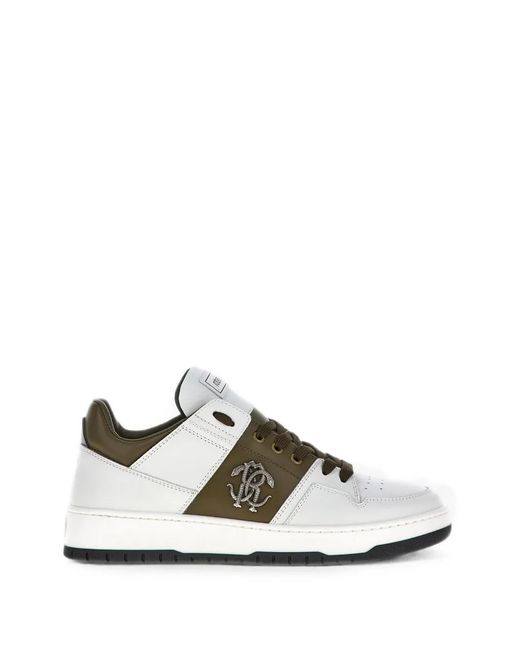 Roberto Cavalli White Panelled Sneakers for men