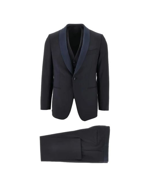 Caruso Blue Shawl-Collar Suit for men