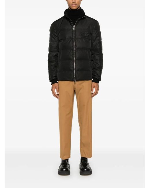 Etro Black Pegaso-Embroidered Puffer Jacket for men
