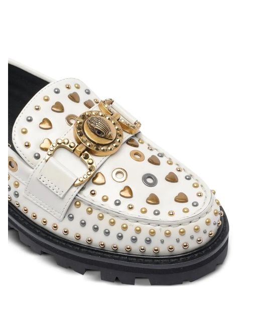 Kurt Geiger Gray Mansion Stud Embellished Loafers
