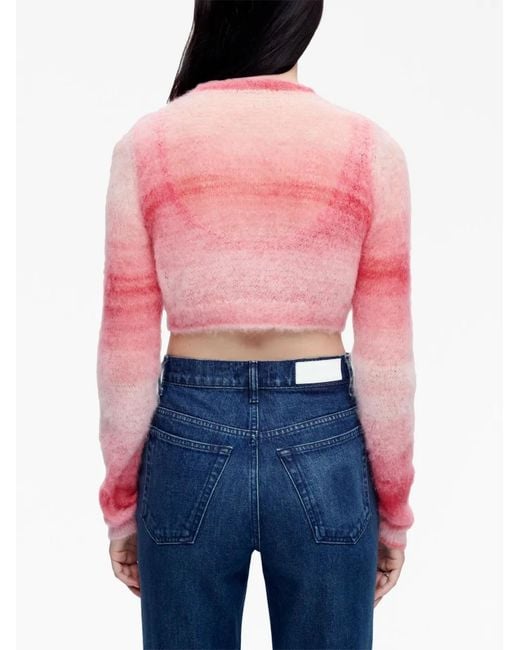 Re/done Red Gradient-Effect Cropped Cardigan