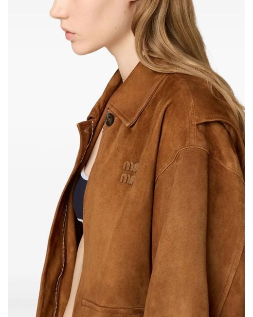 Miu Miu Suède Jack in het Brown