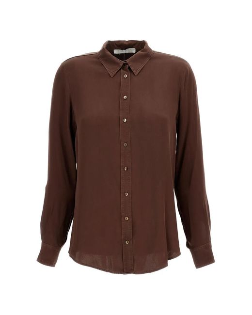Q-WINS Brown Long-Sleeve Button-Down Shirt