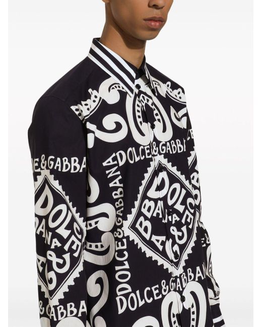 Chemise en popeline à logo imprimé Dolce & Gabbana pour homme en coloris Black