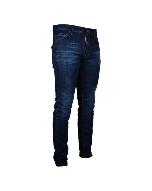DSquared² Blue Cool Guy Faded-Effect Logo-Patch Jeans for men