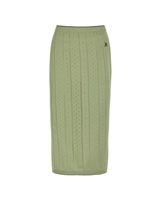 B.B. Wallace Green Pointelle-Knit Midi Skirt