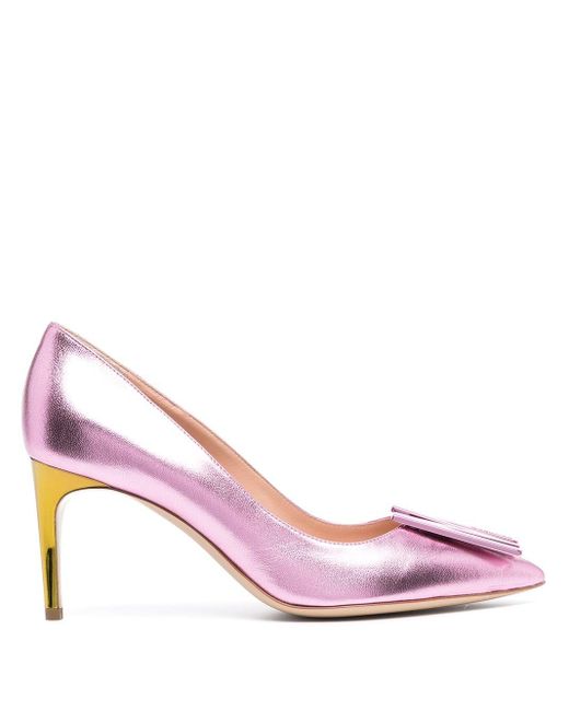 Zapatos de tacón metalizados Moschino de color Rosa | Lyst
