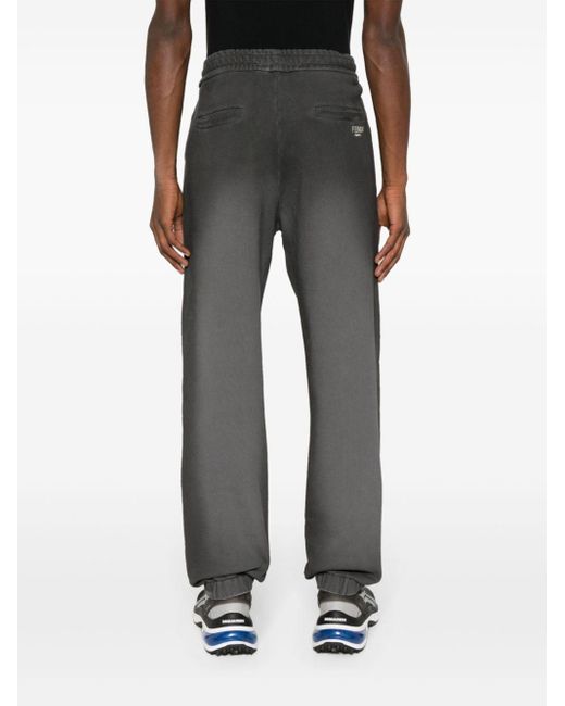 Fendi Gray Faded-effect Cotton Track Pants for men