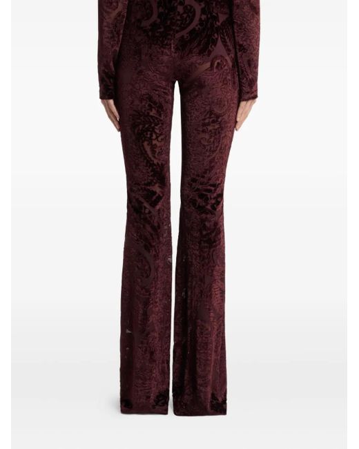 Etro Purple Flared Trousers With Jacquard Effect