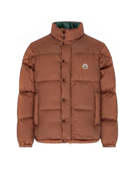 Moncler Brown Logo-Patch Puffer Jacket for men