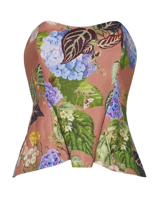 Cara Cara Green Martin Floral-Print Peplum Top