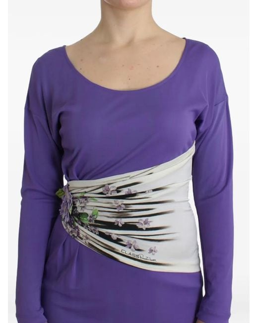 Roberto Cavalli Purple Floral-Print Mini Dress