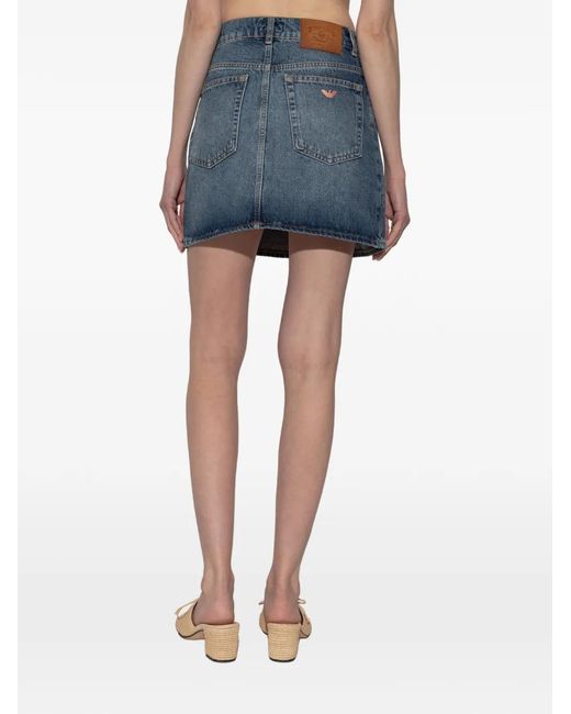 Emporio Armani Blue Logo Mini Denim Skirt