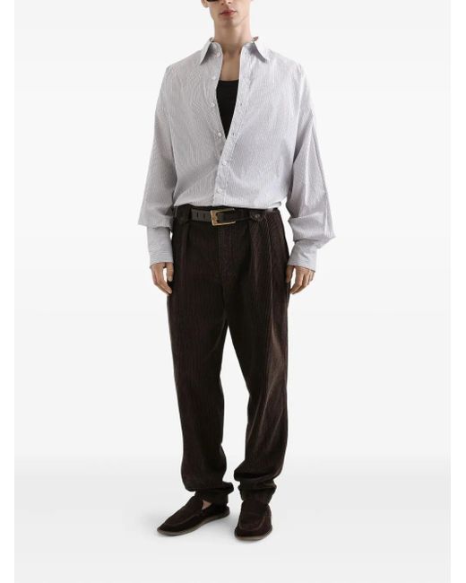 Dolce & Gabbana White Striped Long-Sleeve Shirt for men