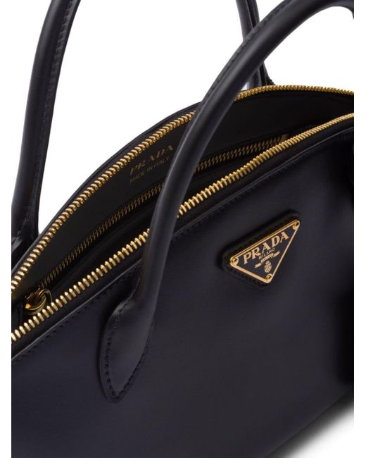 Prada Black Small Logo-appliqué Leather Tote Bag