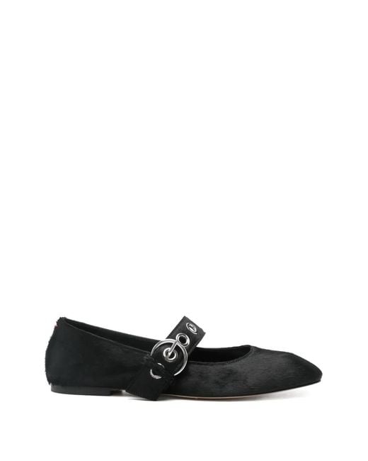 Aeyde Black Uma Eyelet Ponyhair Ballerinas