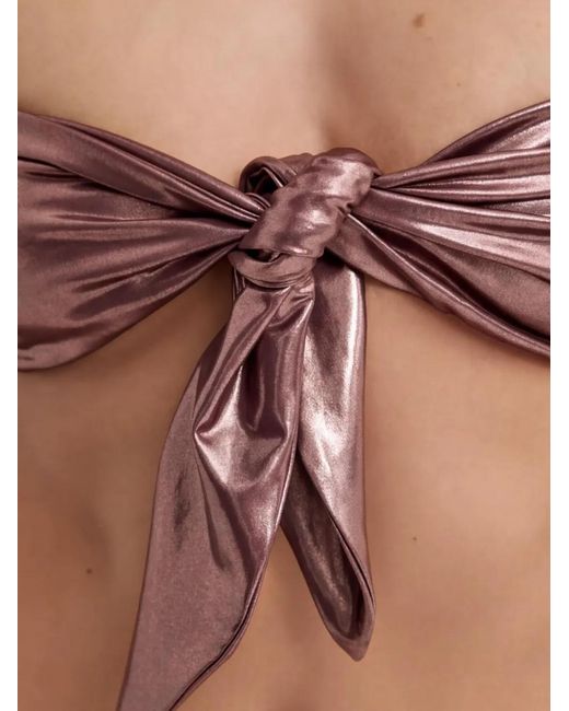 Pinko Brown Knot-Detailed Bikini Top