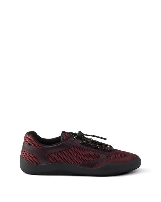 Prada White Speedrock Mesh Fabric Sneakers