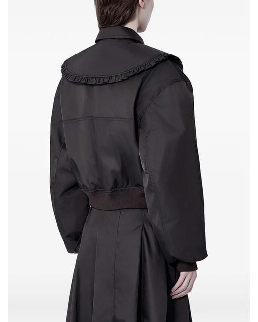 Ganni Black Ruffled Multiple Pockets Jacket