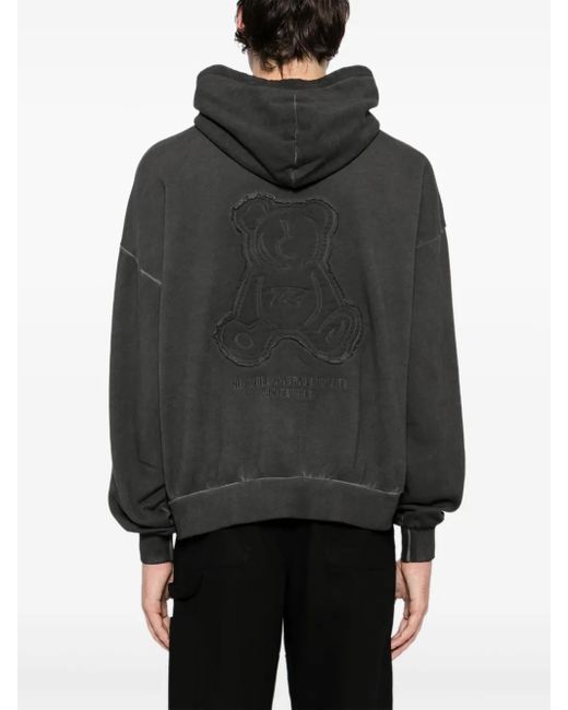 Izzue Black Graphic-Embroidered Hoodie for men