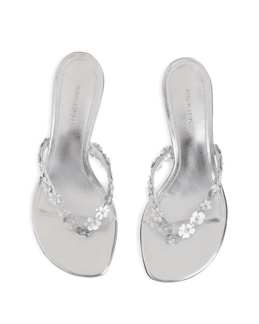 AMINA MUADDI White Janis Flower-Appliqué Sandals