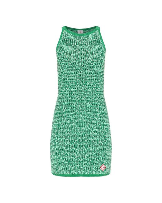 Casablanca Green Logo-Patch Mini Dress