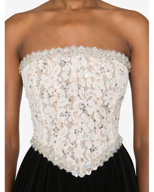 Nissa Black Crystal-Embellished Corset Gown