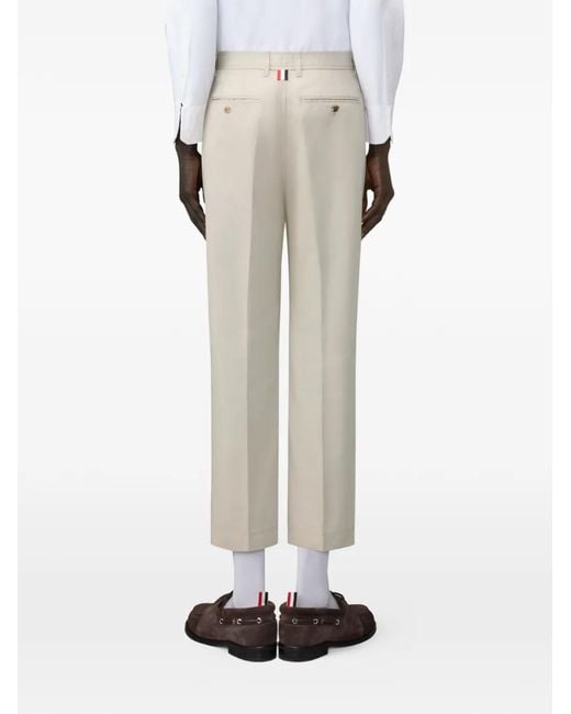 Thom Browne White Tapered Chino Trousers for men