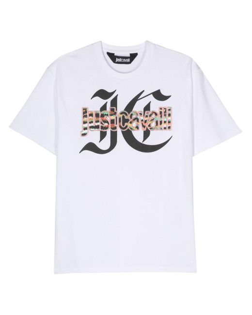T-shirt con stampa di Just Cavalli in White da Uomo