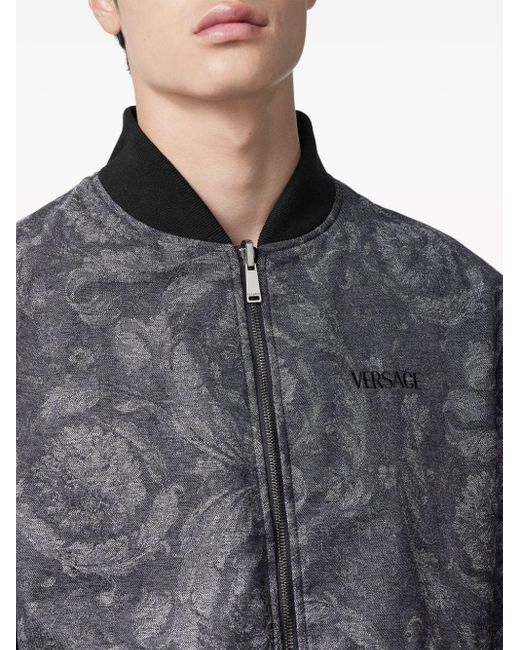 Versace Gray Reversible Logo-embroidered Bomber Jacket for men