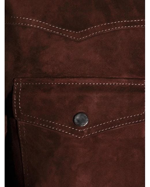 Salvatore Santoro Purple Chest-Pockets Leather Jacket for men