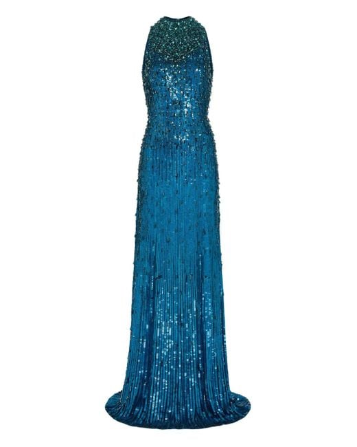 Robe Ornée De Sequins À Coupe Longue Jenny Packham en coloris Blue