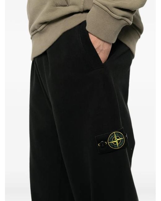 Stone Island Black Logo-Patch Track Pants for men