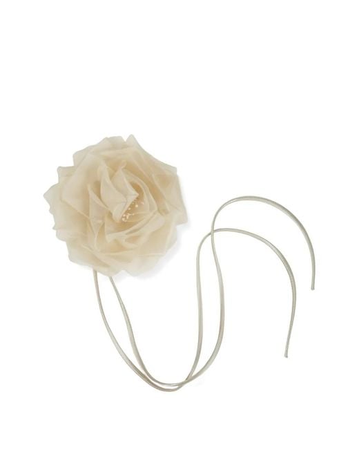 Max Mara White Floral-Applique Necktie