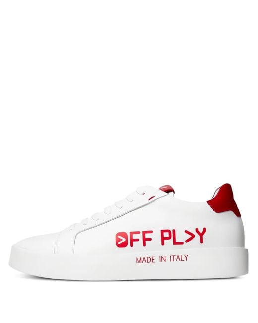 Off play White Low-Top Logo-Print Sneakers for men